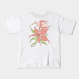 Holiday gift. Funny art print, beautiful illustration, print with pink flower. Happy holiday present. Orchid. Kids T-Shirt